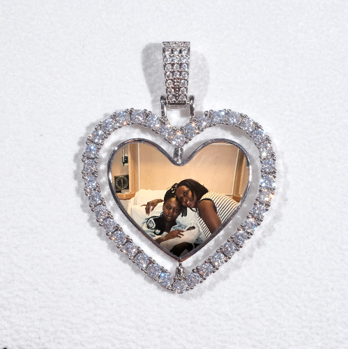 3D Spinning 2-Faced Heart Custom Picture Pendant