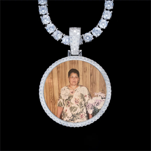 925S & VVS Moissanite 3D Circle Custom Picture Pendant