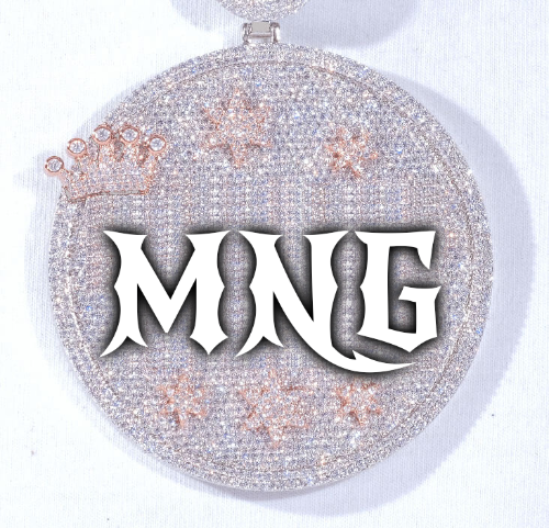 CUSTOM LETTER NECKLACE 3D BIG CROWN DISC