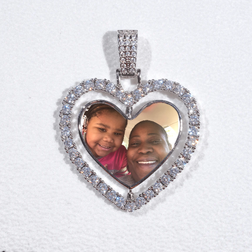 3D Spinning 2-Faced Heart Custom Picture Pendant