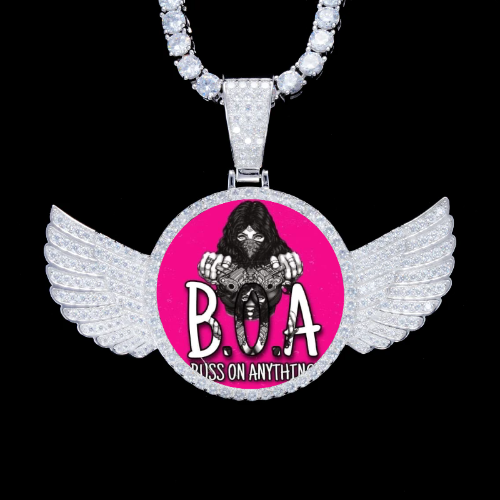 925S & VVS Moissanite 3D Wing Custom Picture Pendant