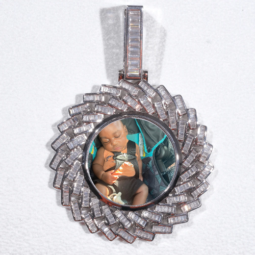 Large 3D Baguette Custom Picture Pendant