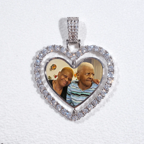 3D Spinning 2-Faced Heart Custom Picture Pendant