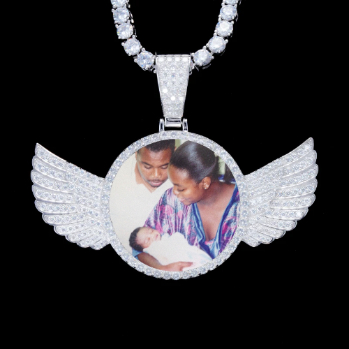 925S & VVS Moissanite 3D Wing Custom Picture Pendant