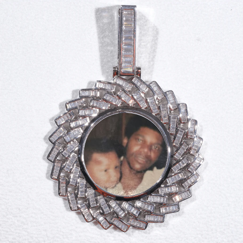 Large 3D Baguette Custom Picture Pendant