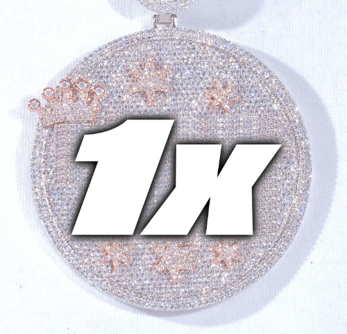 CUSTOM LETTER NECKLACE 3D BIG CROWN DISC