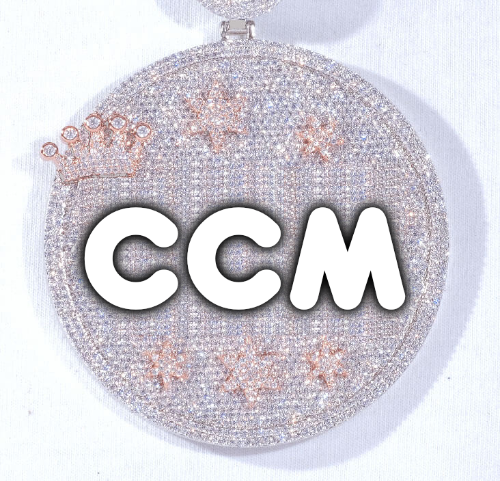 CUSTOM LETTER NECKLACE 3D BIG CROWN DISC