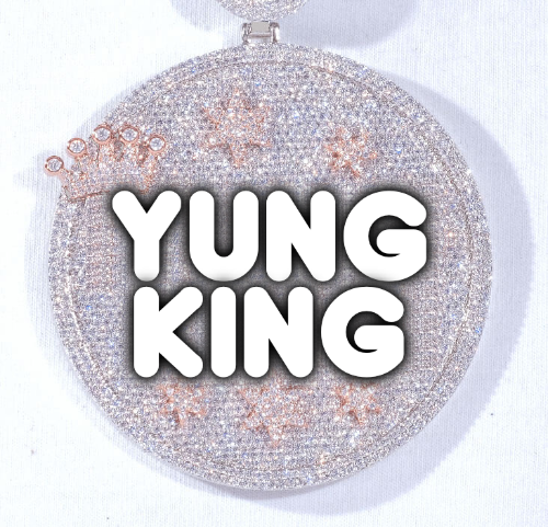 CUSTOM LETTER NECKLACE 3D BIG CROWN DISC