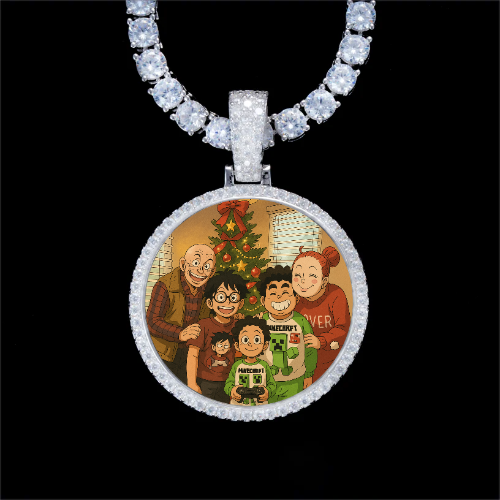 925S & VVS Moissanite 3D Circle Custom Picture Pendant