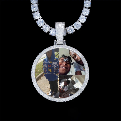 925S & VVS Moissanite 3D Circle Custom Picture Pendant