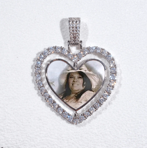3D Spinning 2-Faced Heart Custom Picture Pendant