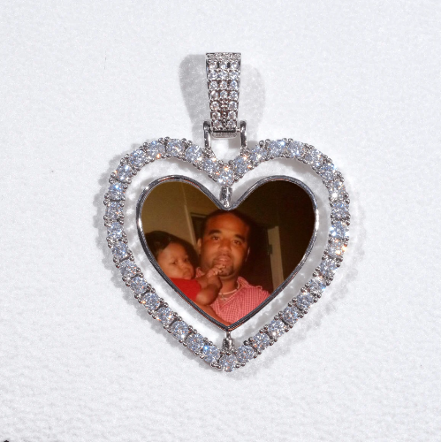 3D Spinning 2-Faced Heart Custom Picture Pendant