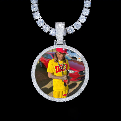 925S & VVS Moissanite 3D Circle Custom Picture Pendant