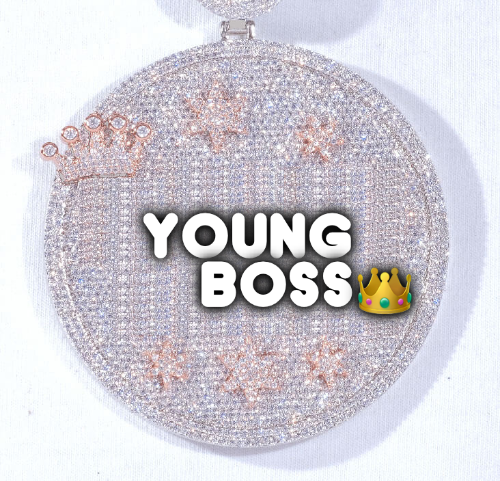 CUSTOM LETTER NECKLACE 3D BIG CROWN DISC