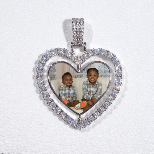 3D Spinning 2-Faced Heart Custom Picture Pendant