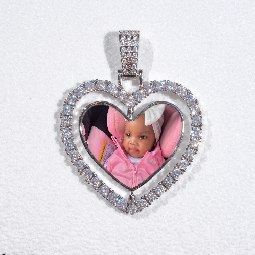 3D Spinning 2-Faced Heart Custom Picture Pendant