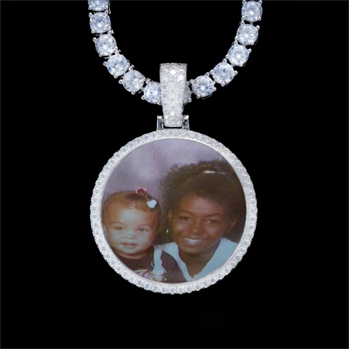 925S & VVS Moissanite 3D Circle Custom Picture Pendant