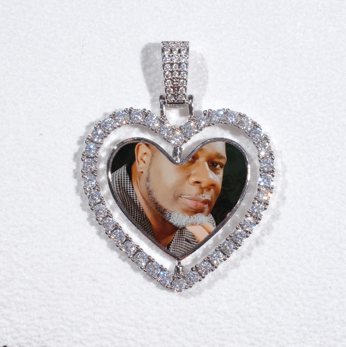 3D Spinning 2-Faced Heart Custom Picture Pendant