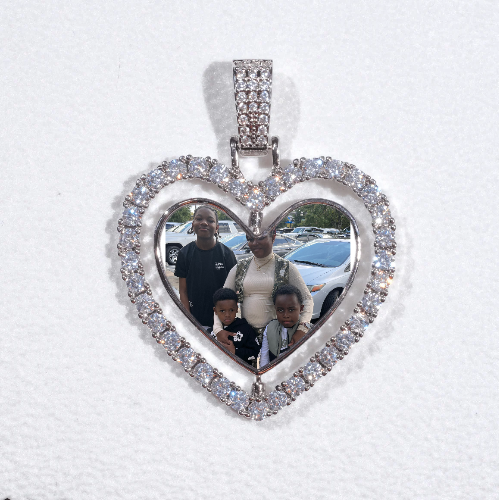 3D Spinning 2-Faced Heart Custom Picture Pendant