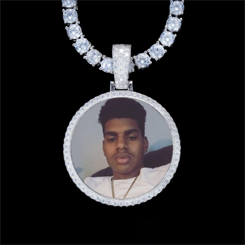 925S & VVS Moissanite 3D Circle Custom Picture Pendant