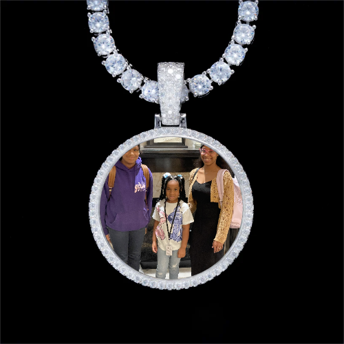 925S & VVS Moissanite 3D Circle Custom Picture Pendant