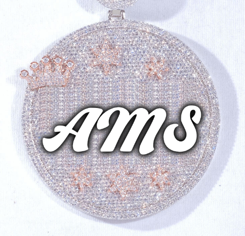 CUSTOM LETTER NECKLACE 3D BIG CROWN DISC