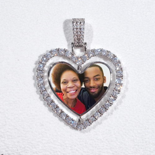 3D Spinning 2-Faced Heart Custom Picture Pendant
