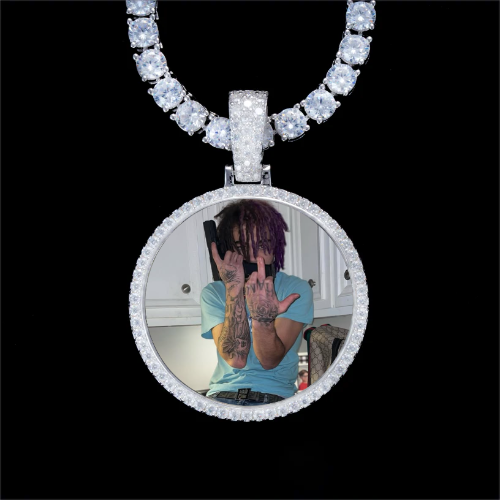925S & VVS Moissanite 3D Circle Custom Picture Pendant
