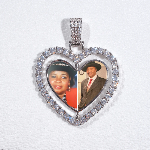 3D Spinning 2-Faced Heart Custom Picture Pendant