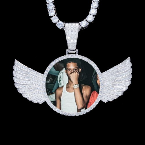 925S & VVS Moissanite 3D Wing Custom Picture Pendant