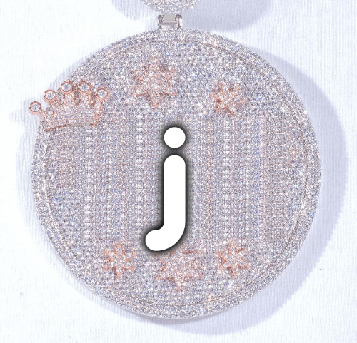 CUSTOM LETTER NECKLACE 3D BIG CROWN DISC
