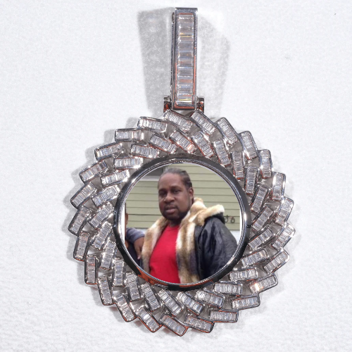 Large 3D Baguette Custom Picture Pendant