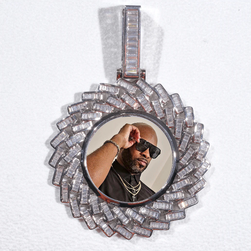 Large 3D Baguette Custom Picture Pendant