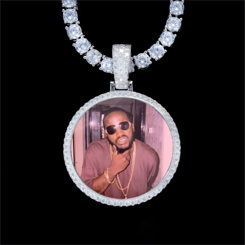 925S & VVS Moissanite 3D Circle Custom Picture Pendant