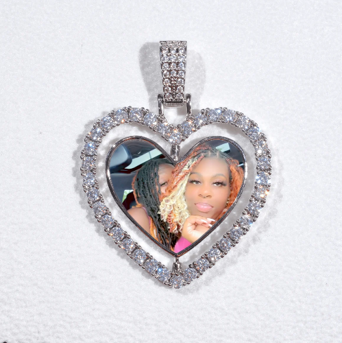 3D Spinning 2-Faced Heart Custom Picture Pendant