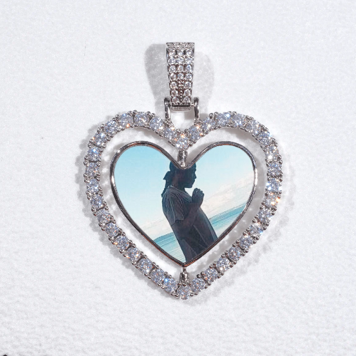 3D Spinning 2-Faced Heart Custom Picture Pendant