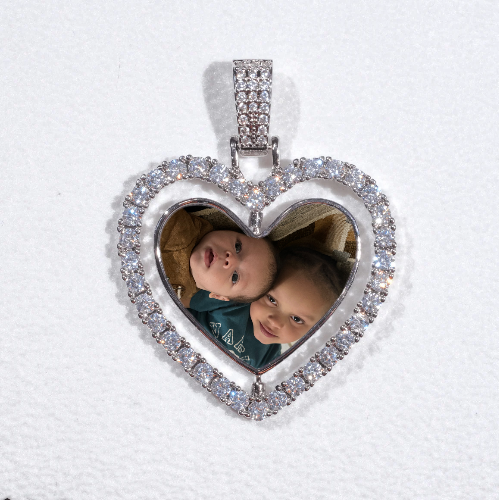 3D Spinning 2-Faced Heart Custom Picture Pendant
