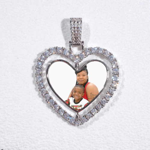 3D Spinning 2-Faced Heart Custom Picture Pendant