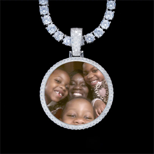 925S & VVS Moissanite 3D Circle Custom Picture Pendant
