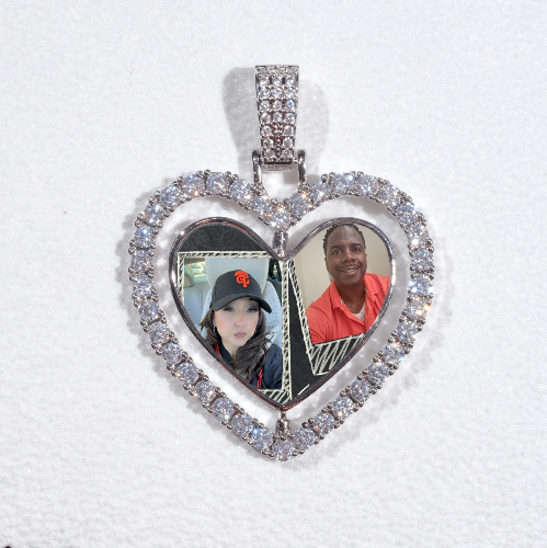 3D Spinning 2-Faced Heart Custom Picture Pendant