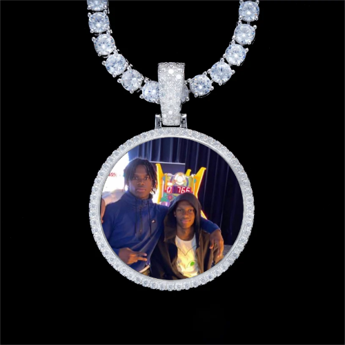 925S & VVS Moissanite 3D Circle Custom Picture Pendant