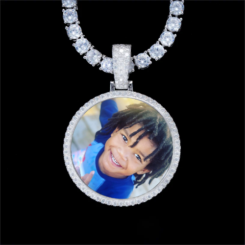 925S & VVS Moissanite 3D Circle Custom Picture Pendant