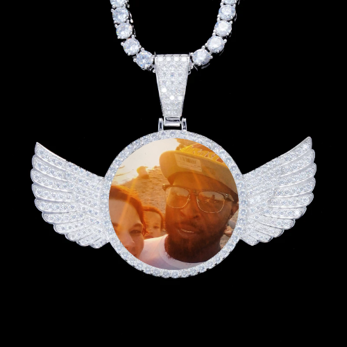 925S & VVS Moissanite 3D Wing Custom Picture Pendant