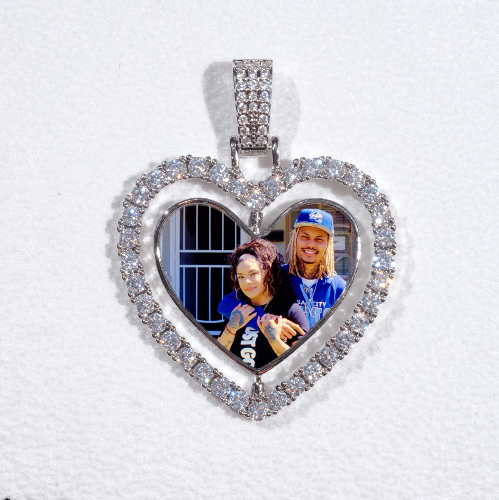 3D Spinning 2-Faced Heart Custom Picture Pendant