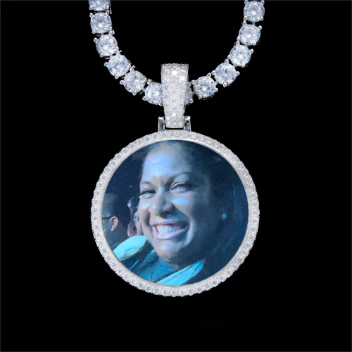 925S & VVS Moissanite 3D Circle Custom Picture Pendant