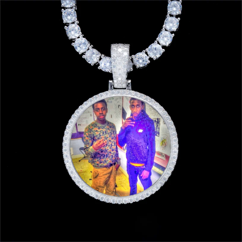925S & VVS Moissanite 3D Circle Custom Picture Pendant