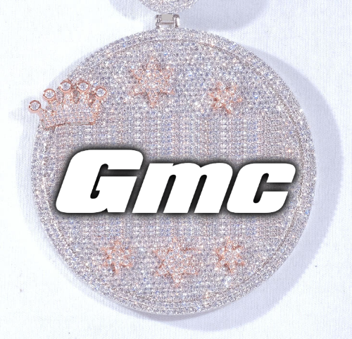 CUSTOM LETTER NECKLACE 3D BIG CROWN DISC
