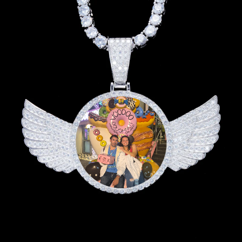 925S & VVS Moissanite 3D Wing Custom Picture Pendant