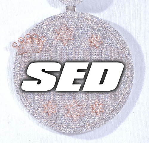 CUSTOM LETTER NECKLACE 3D BIG CROWN DISC