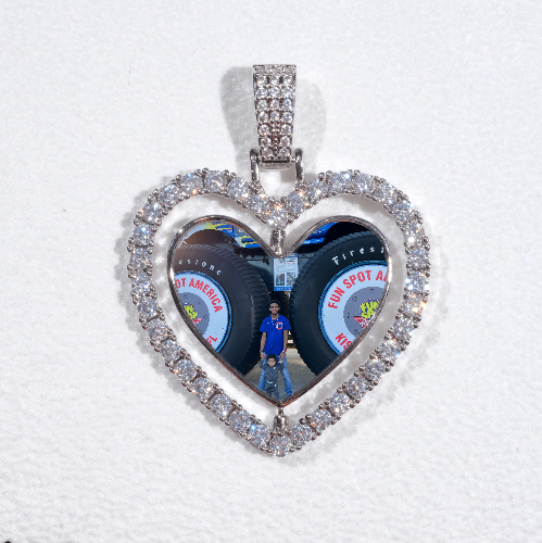 3D Spinning 2-Faced Heart Custom Picture Pendant